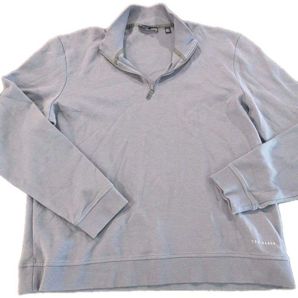 Ted Baker Mens Antram Long Sleeve 1/2 Zip Funnel Neck Sweater Gray Sz 6 = 2XL